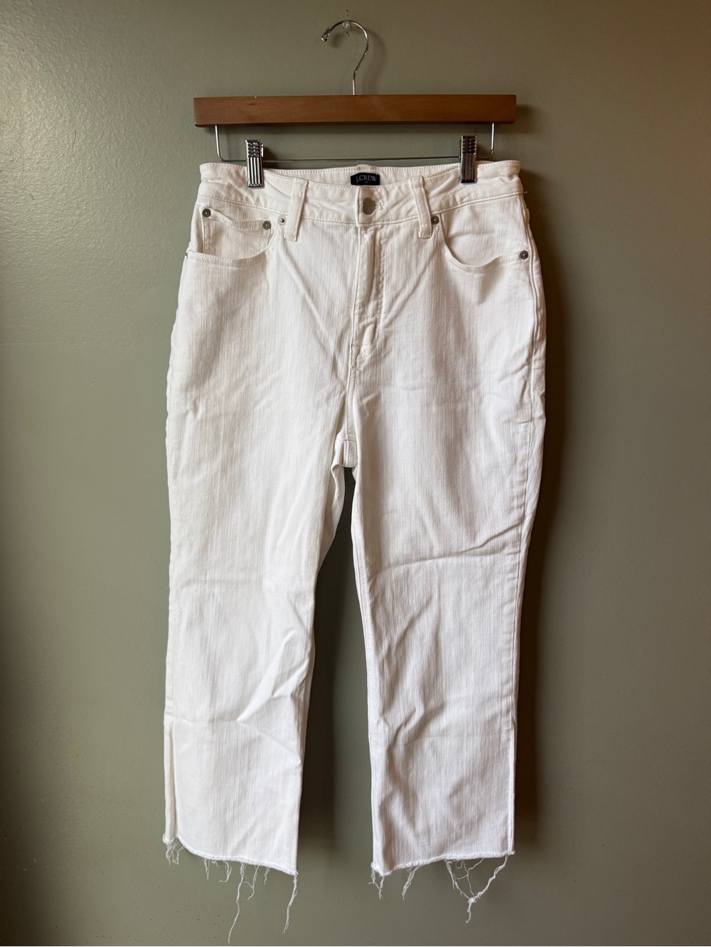 J.Crew Curvy Mid-Rise Flare Crop Jeans – White Size 29